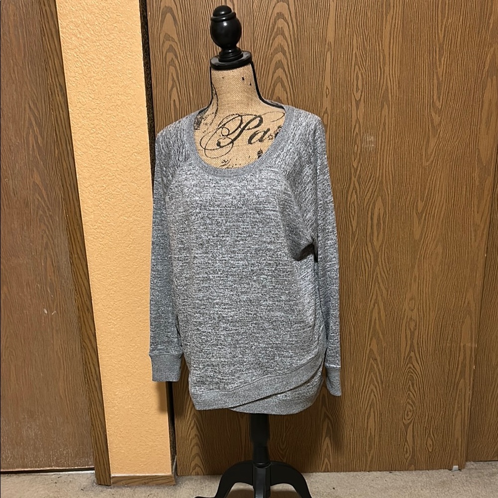 Heather Gray Scoop Neck Sweater with Relaxed Fit
